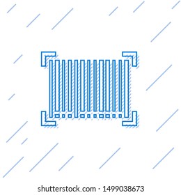 Blue line Barcode icon isolated on white background.  Vector Illustration