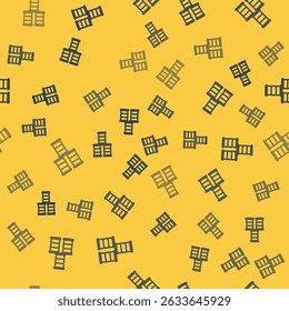 Blue line Barrel oil icon isolated seamless pattern on yellow background.  Vector Illustration