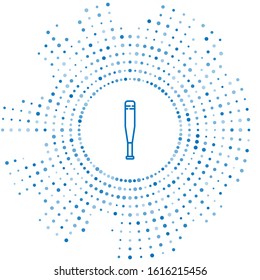 Blue line Baseball bat icon isolated on white background. Abstract circle random dots. Vector Illustration