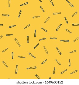 Blue line Baseball bat icon isolated seamless pattern on yellow background.  Vector Illustration
