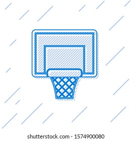Blue line Basketball backboard icon isolated on white background.  Vector Illustration