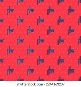 Blue line Basketball backboard icon isolated seamless pattern on red background.  Vector