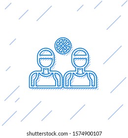 Blue line Basketball players icon isolated on white background.  Vector Illustration