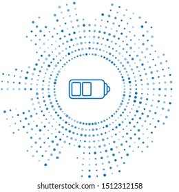 Blue line Battery charge level indicator icon isolated on white background. Abstract circle random dots. Vector Illustration