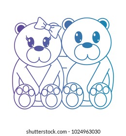blue line bear couple cute animal together