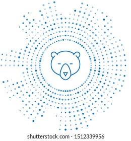 Blue line Bear head icon isolated on white background. Abstract circle random dots. Vector Illustration