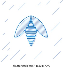 Blue line Bee icon isolated on white background. Sweet natural food. Honeybee or apis with wings symbol. Flying insect.  Vector Illustration