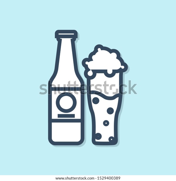 Download Blue Line Beer Bottle Glass Icon Stock Vector Royalty Free 1529400389
