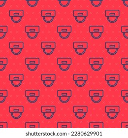 Blue line Bellboy hat icon isolated seamless pattern on red background. Hotel resort service symbol.  Vector