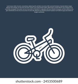 Blue line Bicycle icon isolated on blue background. Bike race. Extreme sport. Sport equipment.  Vector