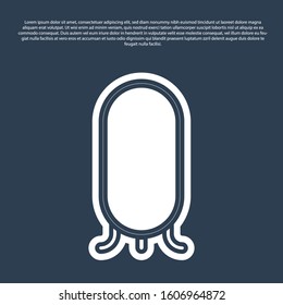 Blue line Big full length mirror for bedroom, shops, backstage icon isolated on blue background.  Vector Illustration