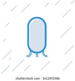 Blue line Big full length mirror for bedroom, shops, backstage icon isolated on white background.  Vector Illustration