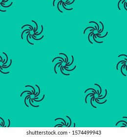 Blue line Black hole icon isolated seamless pattern on green background. Space hole. Collapsar.  Vector Illustration