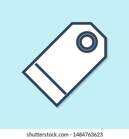 Blue line Blank label template price tag icon isolated on blue background. Empty shopping discount sticker. Template discount banner.  Vector Illustration