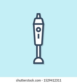 Blue line Blender icon isolated on blue background. Kitchen electric stationary blender with bowl. Cooking smoothies, cocktail or juice.  Vector Illustration