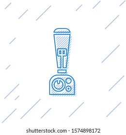 Blue line Blender icon isolated on white background. Kitchen electric stationary blender with bowl. Cooking smoothies, cocktail or juice.  Vector Illustration
