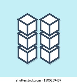 Blue line Blockchain technology icon isolated on blue background. Cryptocurrency data. Abstract geometric block chain network technology business.  Vector Illustration