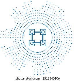 Blue line Blockchain technology icon isolated on white background. Cryptocurrency data. Abstract geometric block chain network technology business. Abstract circle random dots. Vector Illustration