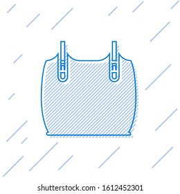 Blue line Body armor icon isolated on white background.  Vector Illustration