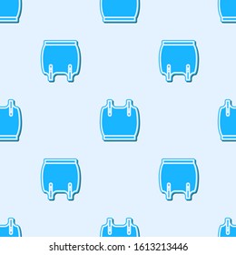 Blue line Body armor icon isolated seamless pattern on grey background.  Vector Illustration