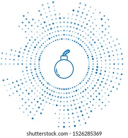 Blue line Bomb ready to explode icon isolated on white background. Abstract circle random dots. Vector Illustration