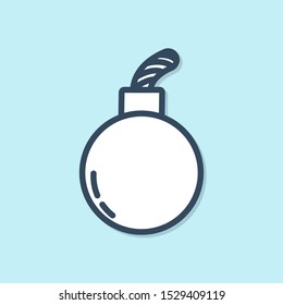 Blue line Bomb ready to explode icon isolated on blue background.  Vector Illustration