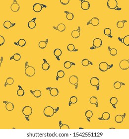 Blue line Bomb ready to explode icon isolated seamless pattern on yellow background.  Vector Illustration