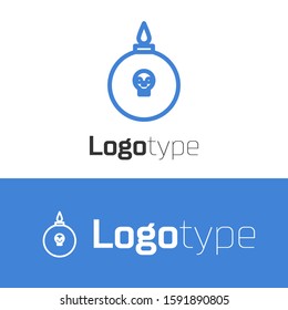 Blue line Bomb ready to explode icon isolated on white background. Logo design template element. Vector Illustration