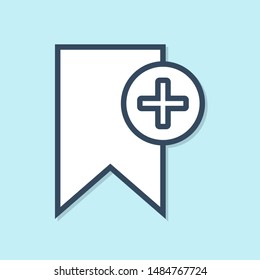 Blue line Bookmark icon isolated on blue background. Add to concept.  Vector Illustration
