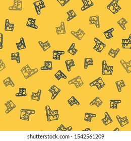 Blue line Boots icon isolated seamless pattern on yellow background.  Vector Illustration