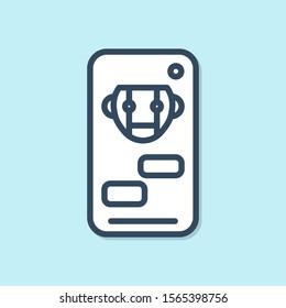Blue line Bot icon isolated on blue background. Robot icon.  Vector Illustration