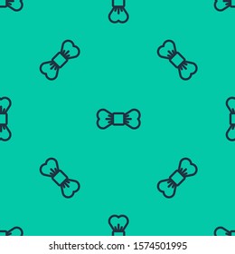 Blue line Bow tie icon isolated seamless pattern on green background.  Vector Illustration