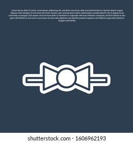 Blue line Bow tie icon isolated on blue background.  Vector Illustration