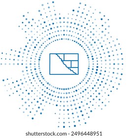 Blue line Bricks icon isolated on white background. Abstract circle random dots. Vector