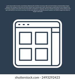 Blue line Browser files icon isolated on blue background.  Vector