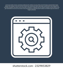 Blue line Browser setting icon isolated on blue background. Adjusting, service, maintenance, repair, fixing.  Vector
