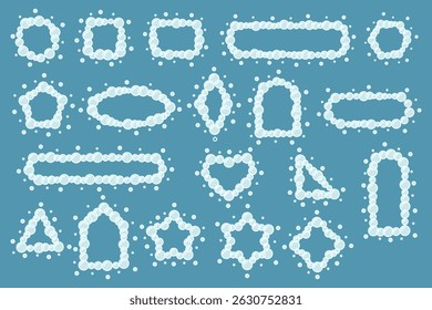 Blue line bubbles frame shapes set. Vector illustration.