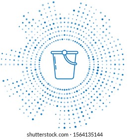 Blue line Bucket icon isolated on white background. Abstract circle random dots. Vector Illustration