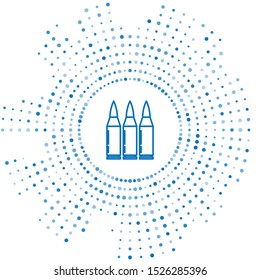 Blue line Bullet icon isolated on white background. Abstract circle random dots. Vector Illustration