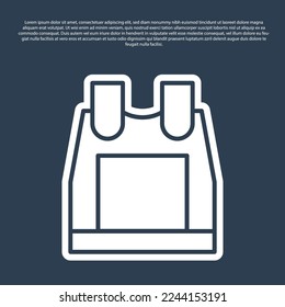 Blue line Bulletproof vest for protection from bullets icon isolated on blue background. Body armor sign. Military clothing.  Vector