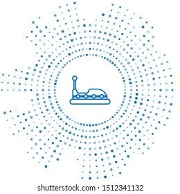 Blue line Bumper car icon isolated on white background. Amusement park. Childrens entertainment playground, recreation park. Abstract circle random dots. Vector Illustration