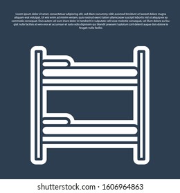 Blue line Bunk bed icon isolated on blue background.  Vector Illustration