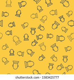 Blue line Buoy icon isolated seamless pattern on yellow background.  Vector Illustration