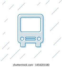 Blue line Bus icon isolated on white background. Transportation concept. Bus tour transport sign. Tourism or public vehicle symbol.  Vector Illustration