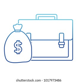 blue line business briefcase object with bag money