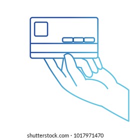 blue line business electronic credit card in the hand