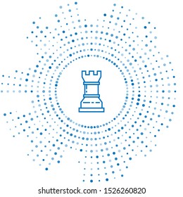 Blue line Business strategy icon isolated on white background. Chess symbol. Game, management, finance. Abstract circle random dots. Vector Illustration