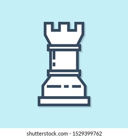 Blue line Business strategy icon isolated on blue background. Chess symbol. Game, management, finance.  Vector Illustration