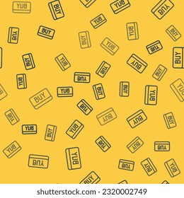 Blue line Buy button icon isolated seamless pattern on yellow background. Financial and stock investment market concept.  Vector