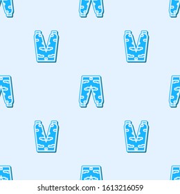Blue line Camouflage cargo pants icon isolated seamless pattern on grey background.  Vector Illustration